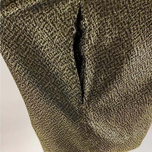 See By Chloe Sz 6 Fit & Flare Metallic Dress Gold Acetate Button Closure - Picture 4 of 8